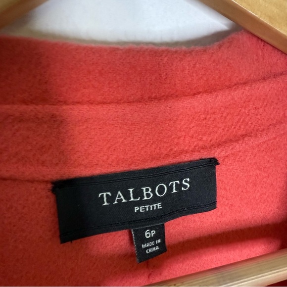 Talbots Petite Wool Blend Boyfriend Sweater Blazer | Coral Pink | Size 6P - Picture 5 of 6